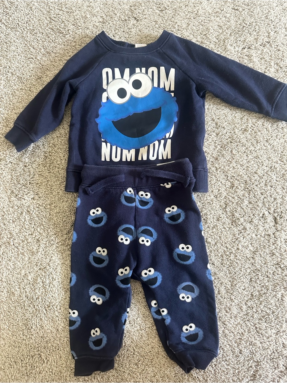 Cookie Monster Navy Kids Matching Set - Blue Character Casual Loungewear